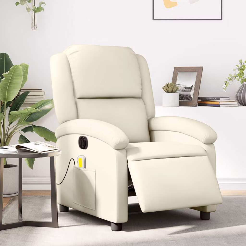 Poltrona Massaggiante Elettrica Reclinabile vidaXL in Similpelle Beige