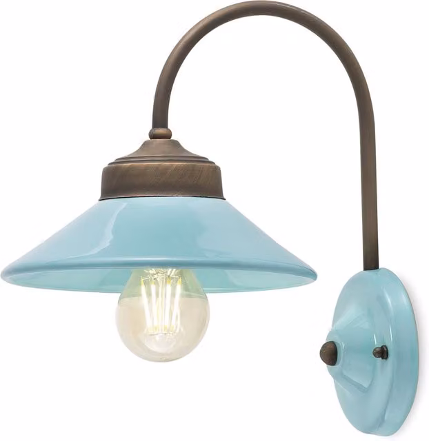 Applique Vintage Colors Ferro E Ceramica Azzurro 1 Luce E27