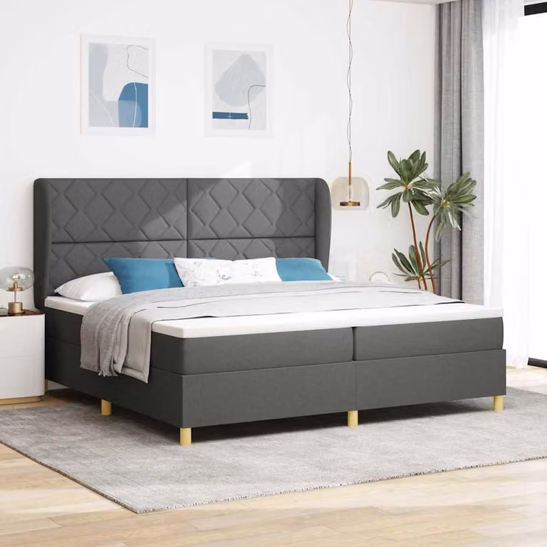 Maison Exclusive - Letto boxspring con testiera grigio scuro 200 x 200 cm in tessuto