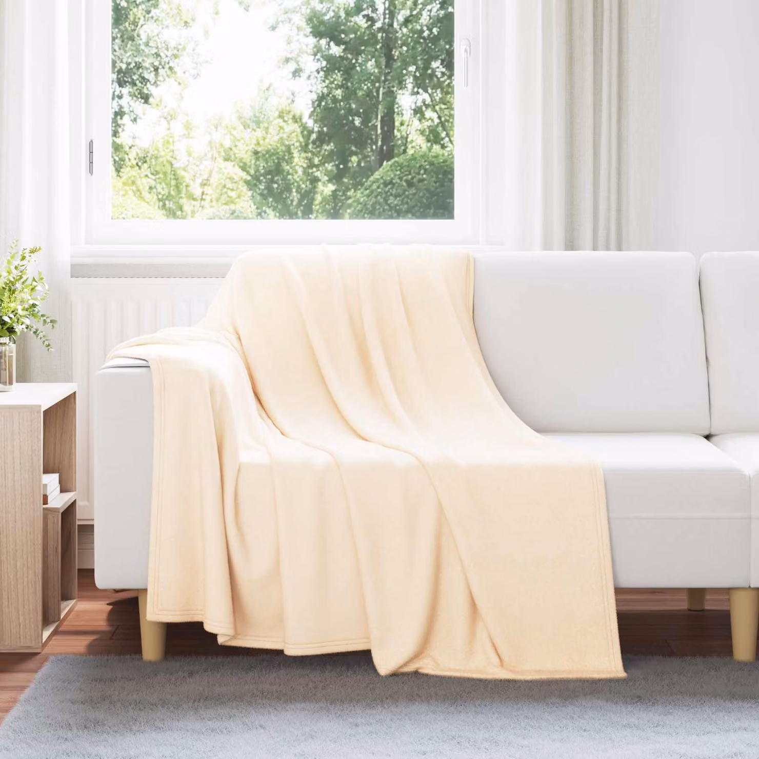 Coperta in pile morbida vidaXL beige L 200 cm x P 150 cm