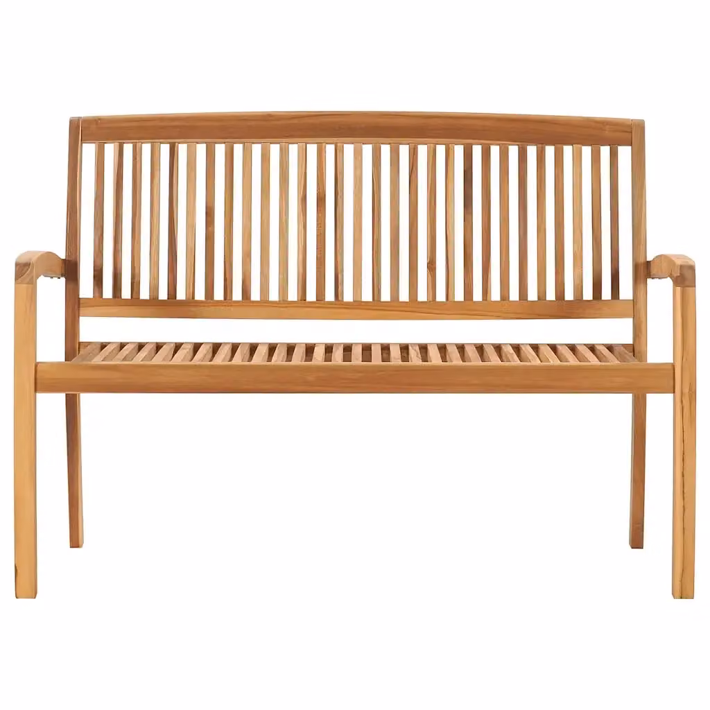 Panchina da giardino impilabile vidaXL in legno di teak con cuscini color antracite e marrone, L: 128,5 cm