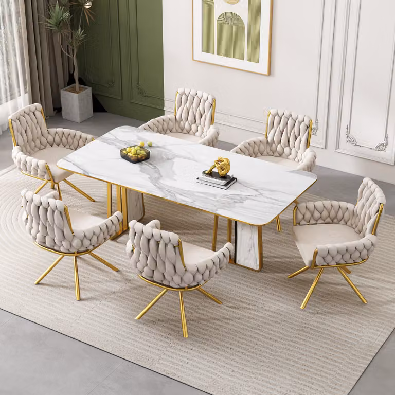 Set di 6 sedie per sala da pranzo Flieks girevoli a 360°, sedia imbottita con rivestimento in velluto, sedia da cucina sedia da soggiorno con gambe in acciaio, poltrona girevole, grigio
