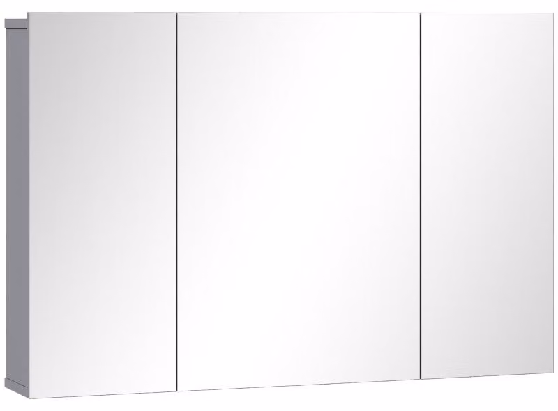 Mobiletto da bagno Moonbite da montare a parete, armadietto per medicinali con 3 ante, ripiani regolabili, sistema di chiusura ammortizzata, 90 x 60 cm, pannello MDF, colore grigio