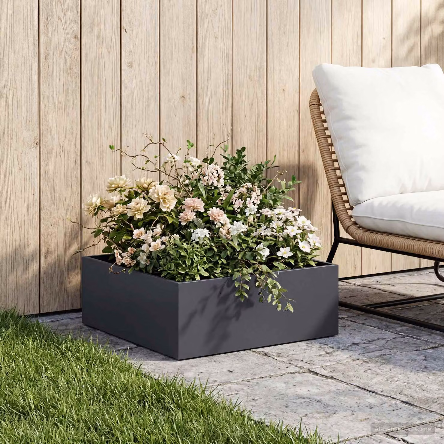 Vaso da giardino vidaXL in metallo colore antracite L/P/H: 40 x 40 x 20 cm