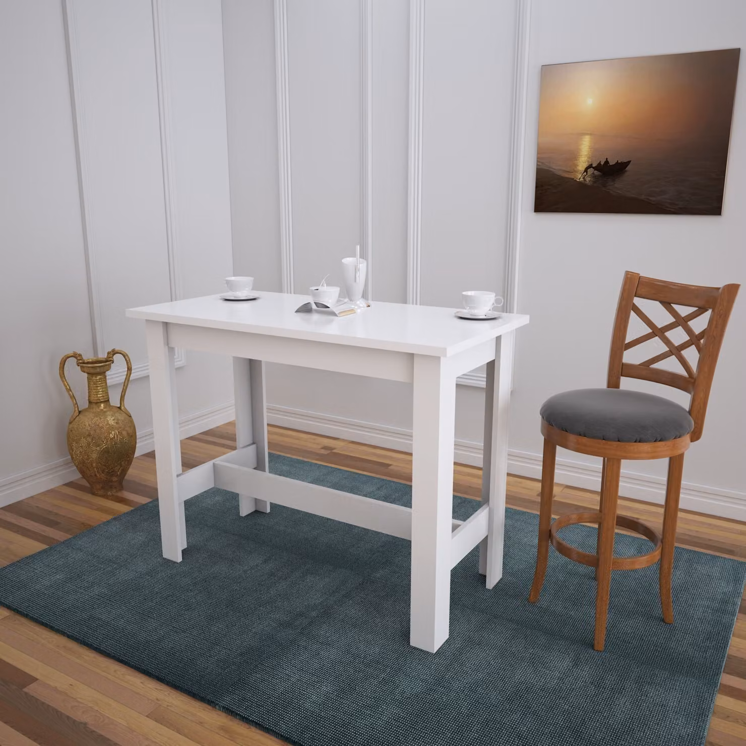 Skye Decor, Barra - Shiny White, Tavoli da pranzo, Bianco, 120 x 93 x 60 cm