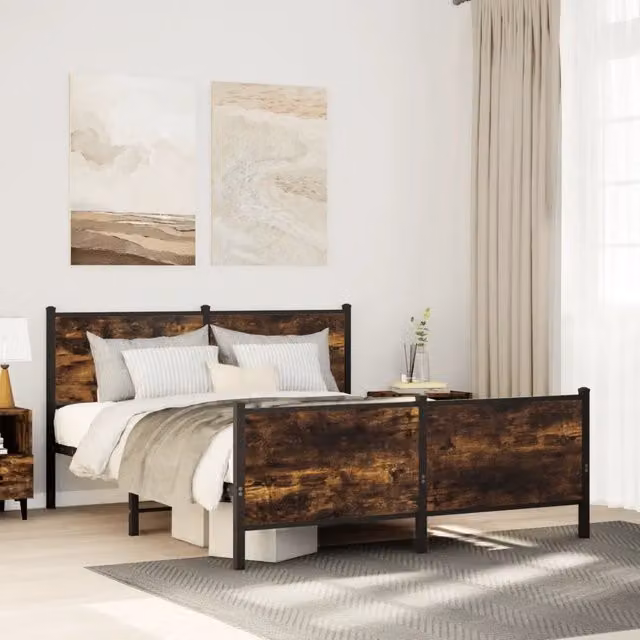 Giroletto in metallo e legno color rovere fumo vidaXL L/P: 150 x 200 cm