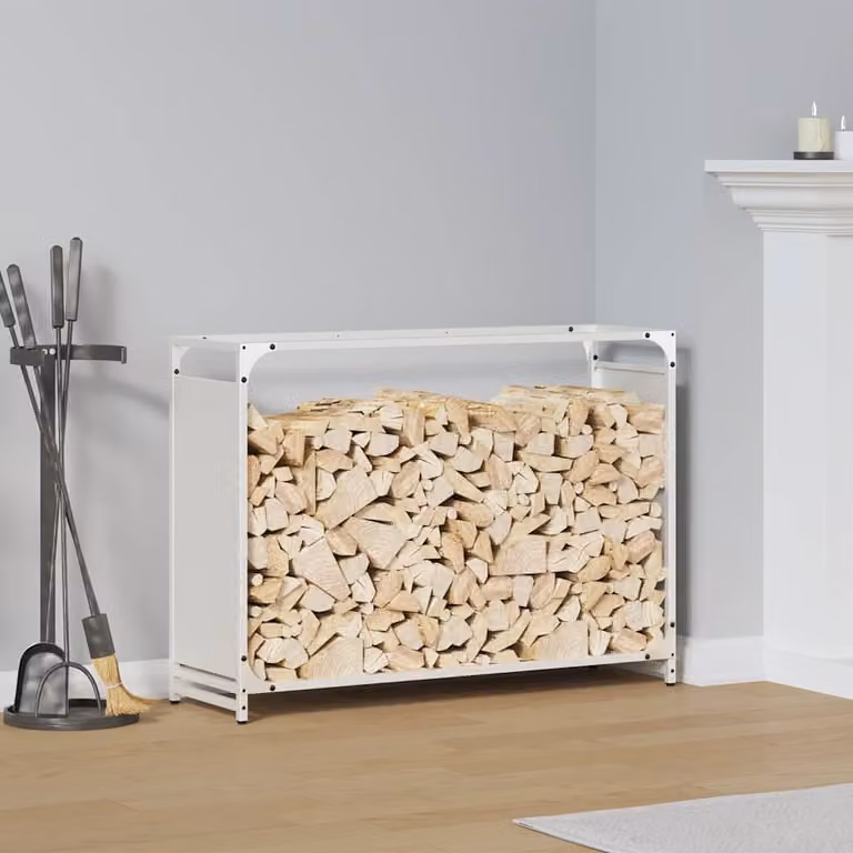 Rastrelliera per legna da ardere vidaXL bianca L 90 cm x P 28 cm x H 65 cm
