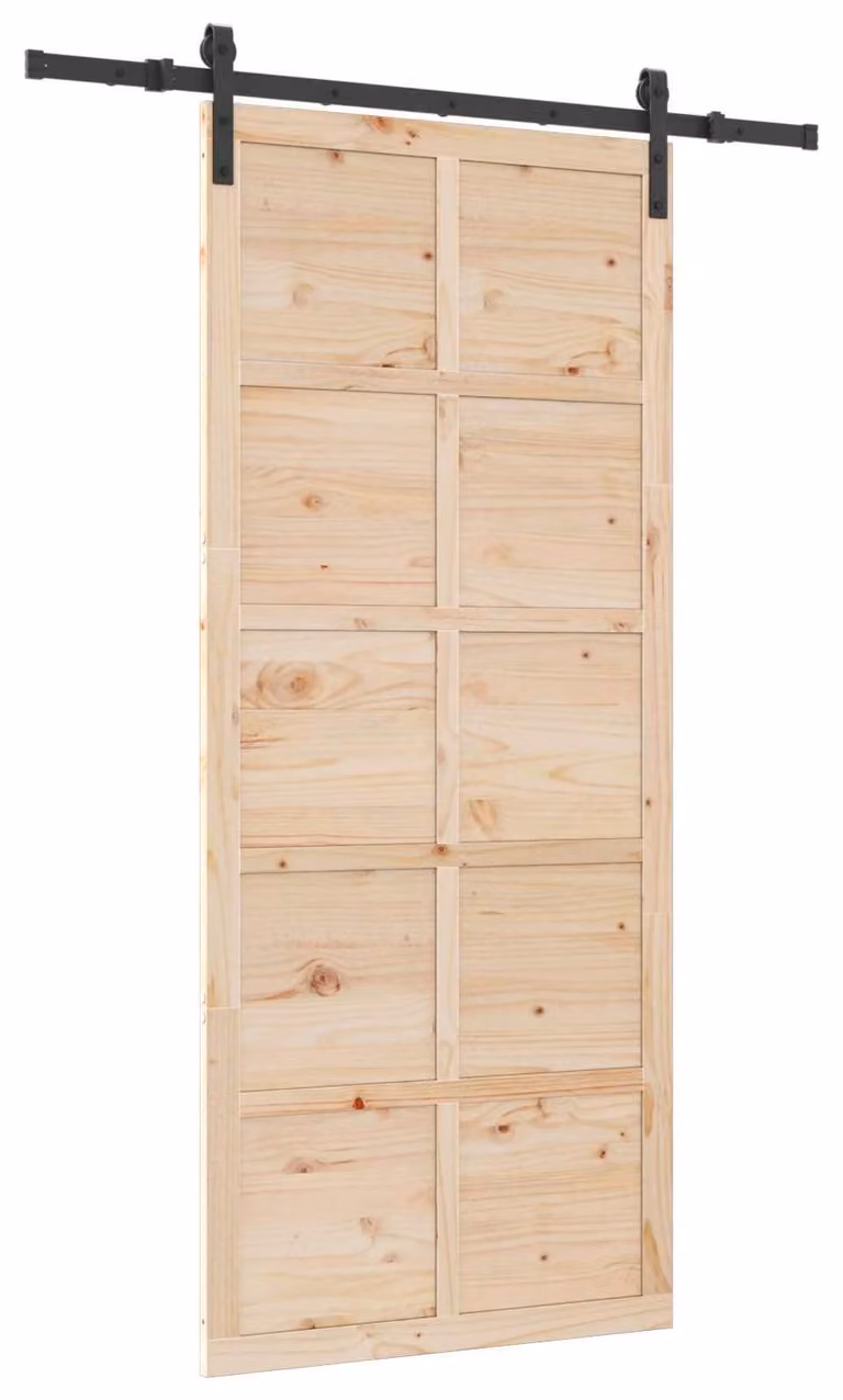 Porta scorrevole Naturale 80 x 208 cm Legno Massello di Pino