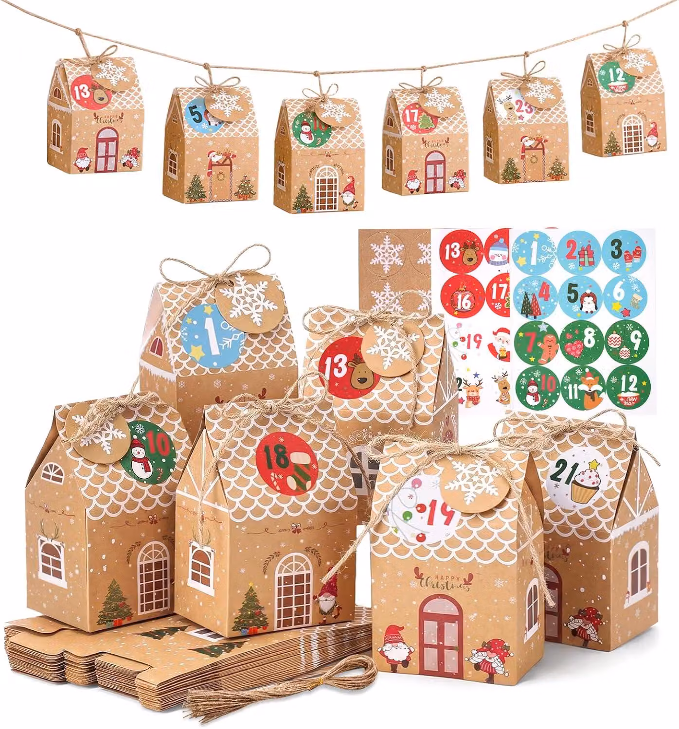 Piccole casette dell'avvento da riempire: set fai-da-te con 3 modelli