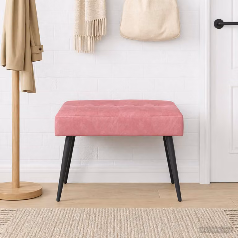 Panchina vidaXL in velluto rosa con bottoni imbottiti L: 60 cm, P: 40 cm, H: 45 cm