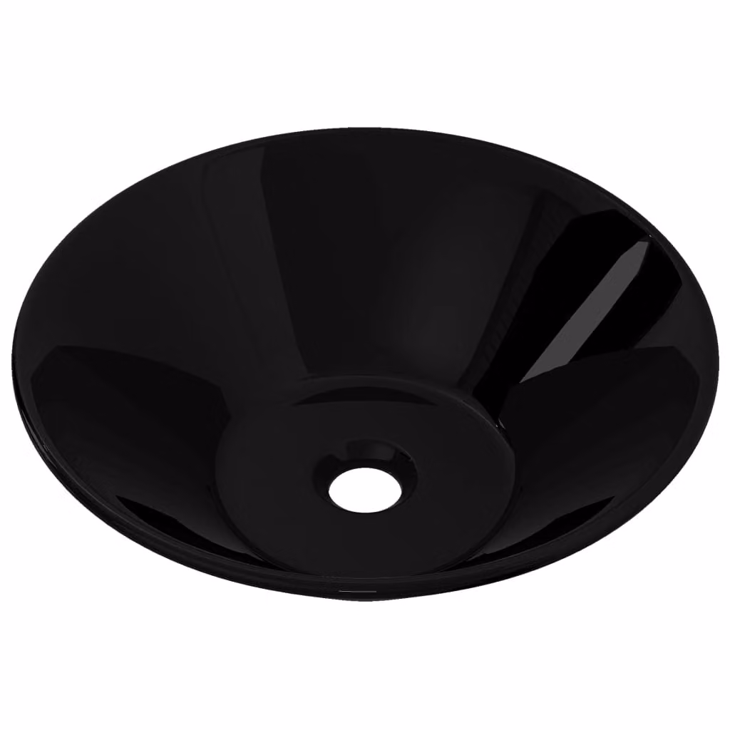 Lavandino da bagno in Vetroceramica nera rotondo