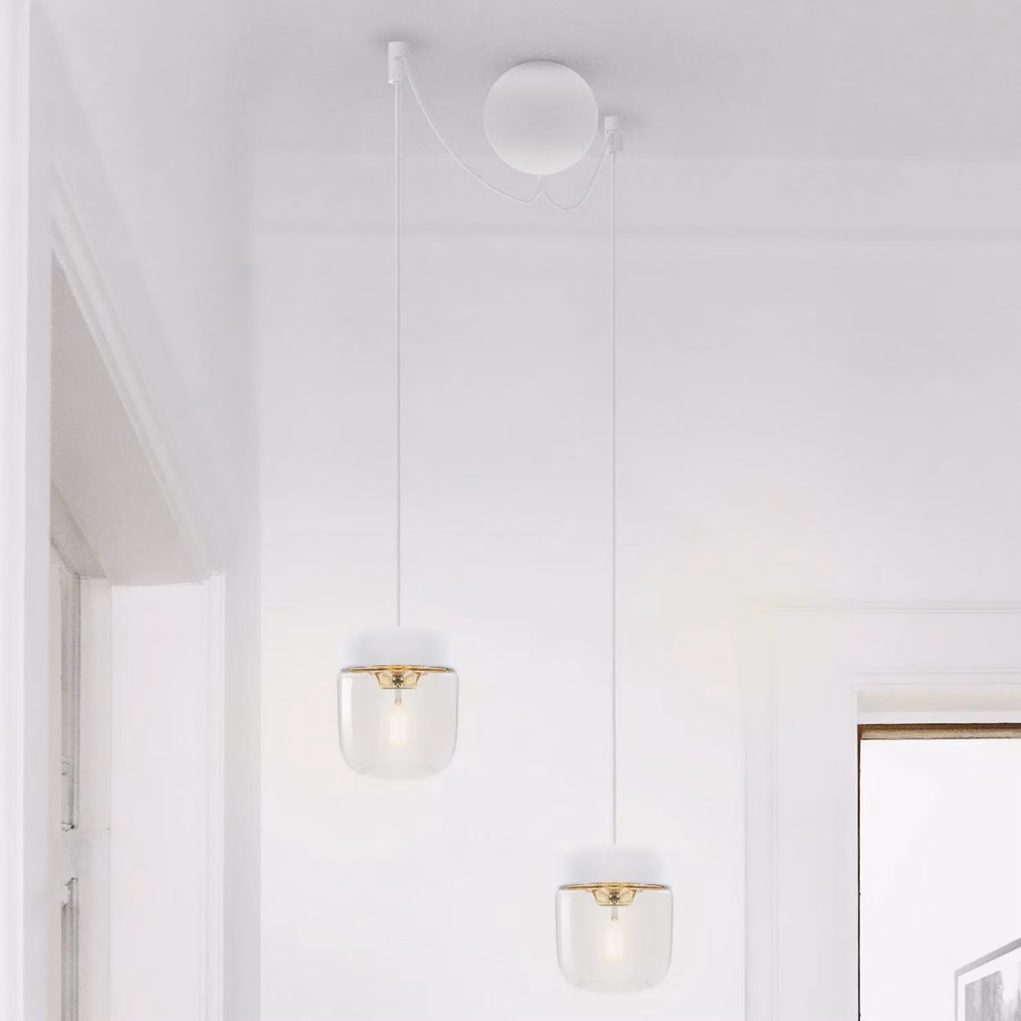 UMAGE Lampada a sospensione Acorn, dimmerabile, Bianco / Opale, Soggiorno / Sala da pranzo, Vetro, Design, Lampada a sospensione