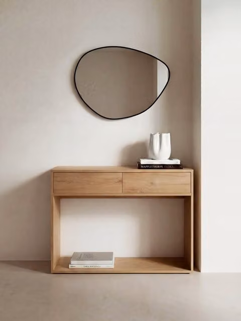 Consolle Hegas Kenay Home in legno naturale con 2 cassetti, marrone e multicolore, L: 110 cm, H: 81 cm
