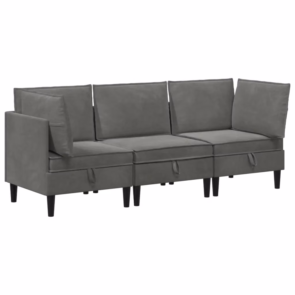 Set di mobili per il soggiorno vidaXL in velluto grigio con design moderno a forma di L e cuscini inclusi – 2