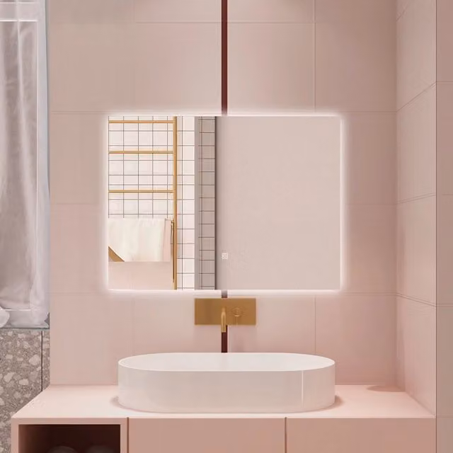 AICA Specchio da bagno rettangolare con LED, dimmerabile e interruttore touch, L: 80 cm, H: 60 cm
