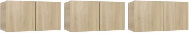 Set di 3 Mobili Porta TV Pensili Design In in Rovere Sonoma e Beige L/P/H: 60 x 30 x 30 cm