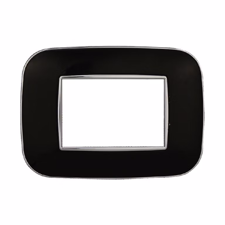 Placca compatibile Bticino Axolute 3 moduli plastica colore nero Orbis serie Moon Ettroit AN91302