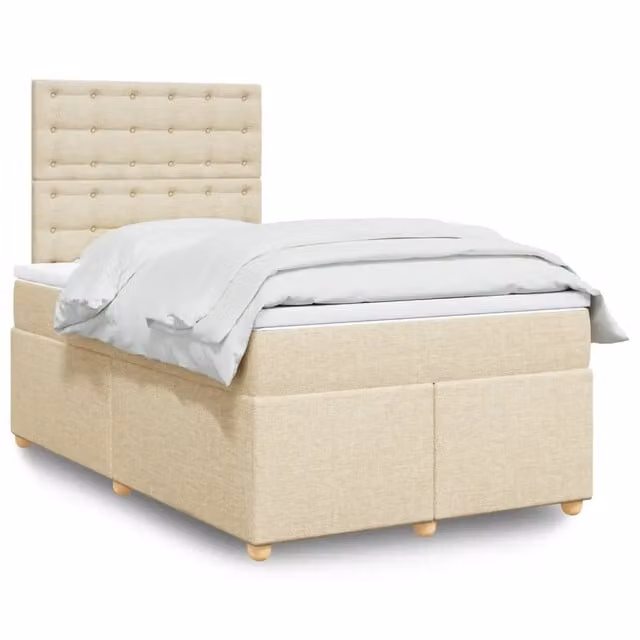 Letto Ibrido con Giroletto a Molle e Materasso vidaXL, Colore Beige e Bianco, L/P/H: 120 x 200 cm