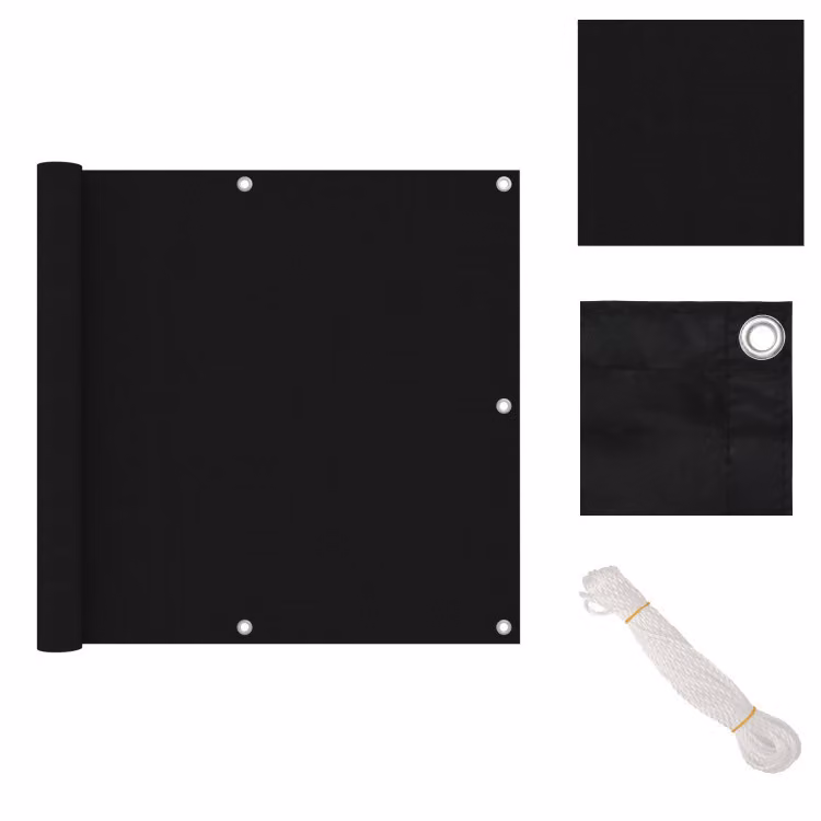 vidaXL Schermo privacy per balcone nero 90x500 cm Tessuto Oxford - Ombrelloni e tende da sole