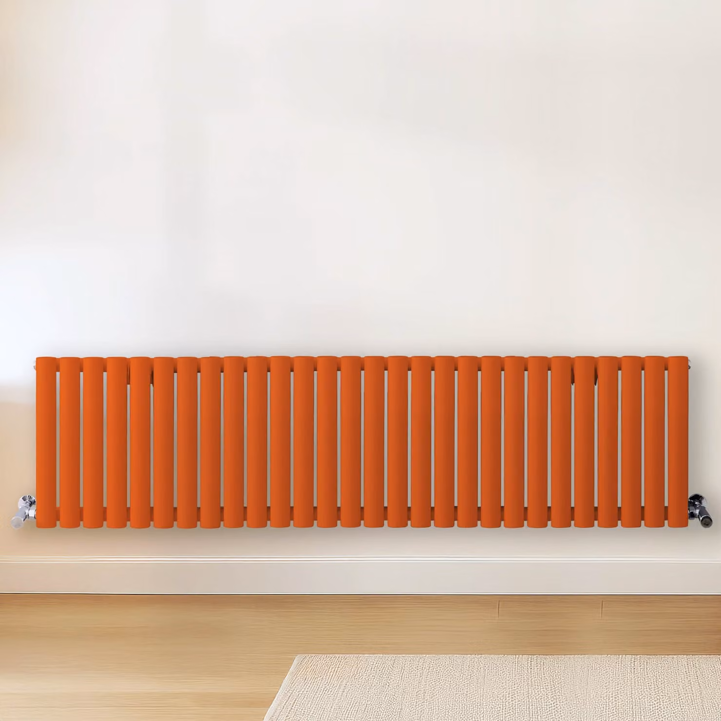 Radiatore di Design Orizzontale  Arancione (Sunset Orange) -  400mm x 1652mm  - Pannello Doppio  - Revive
