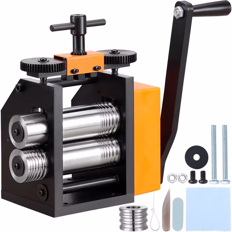 Laminatoio manuale 3 in 1 - laminatoio combinato da 76 mm, laminatoio manuale - laminatoio per gioielli - spessore regolabile 0,1-7 mm - laminatoio manuale per oro, oro K, argento puro, argento 925 ecc.