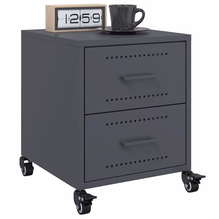 Set di 2 comodini vidaXL in acciaio antracite L 36 cm, P 39 cm, H 43,5 cm