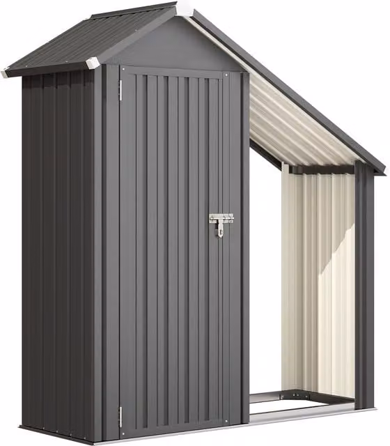 Armadietto porta attrezzi da esterno Outsunny in acciaio zincato, Grigio Scuro, L 150 x P 66 x H 162 cm