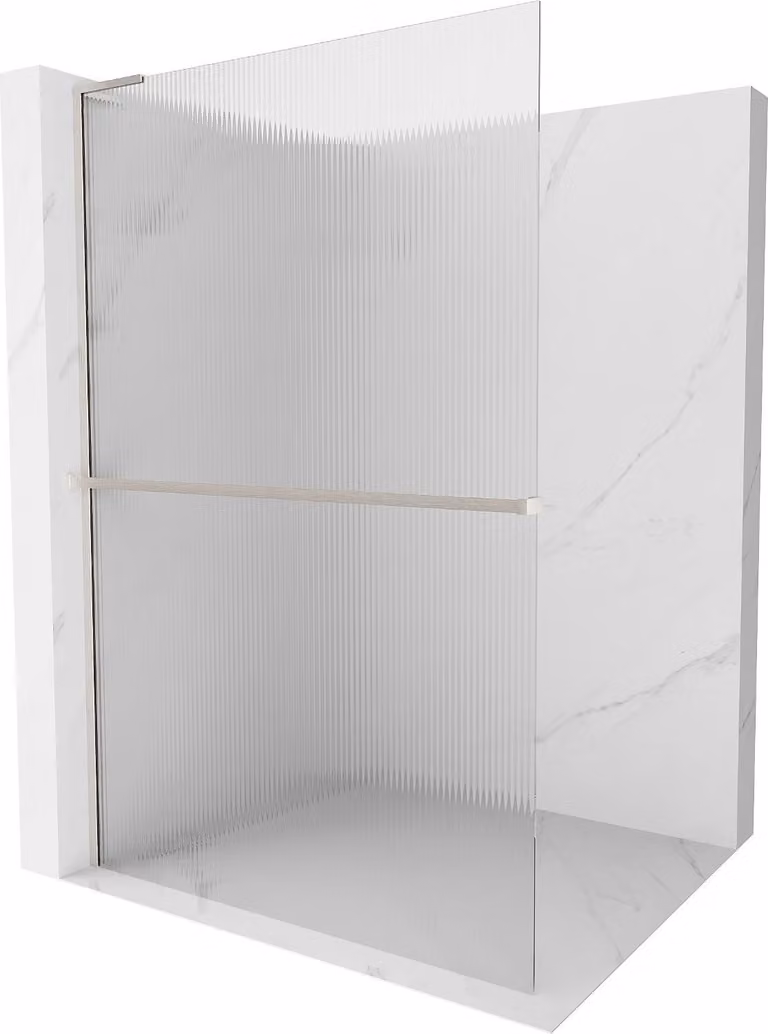 Mexen Kioto+ L Pannello doccia con mensola Walk-in 90 x 200 cm, righe, nichel spazzolato - 800-090-123-97-09
