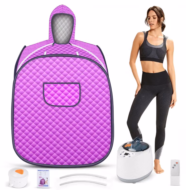 Sauna a vapore portatile, 800 W, capacità 2 litri, 9 livelli di temperatura, telecomando, pieghevole
