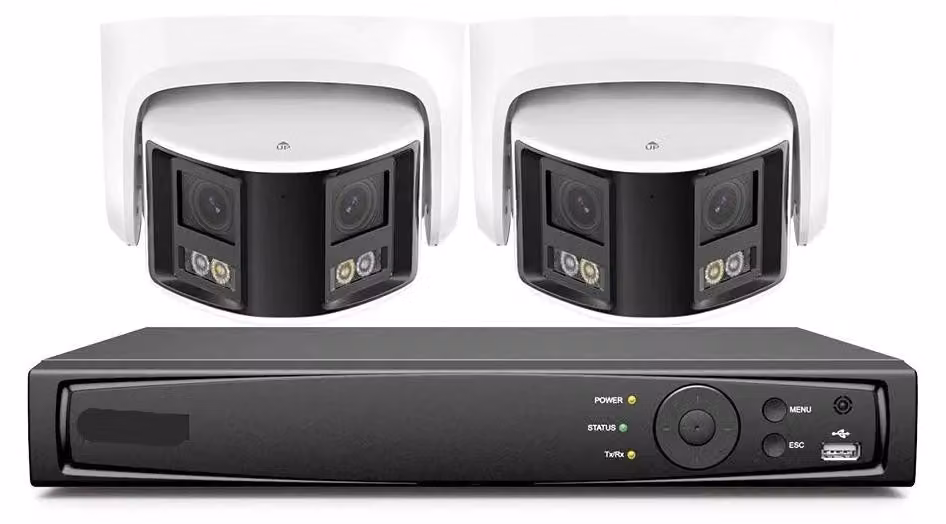 Sistema di videosorveglianza - Kit NVR a 8 canali con 2 telecamere resistenti agli agenti atmosferici, visione notturna e audio, senza hard disk