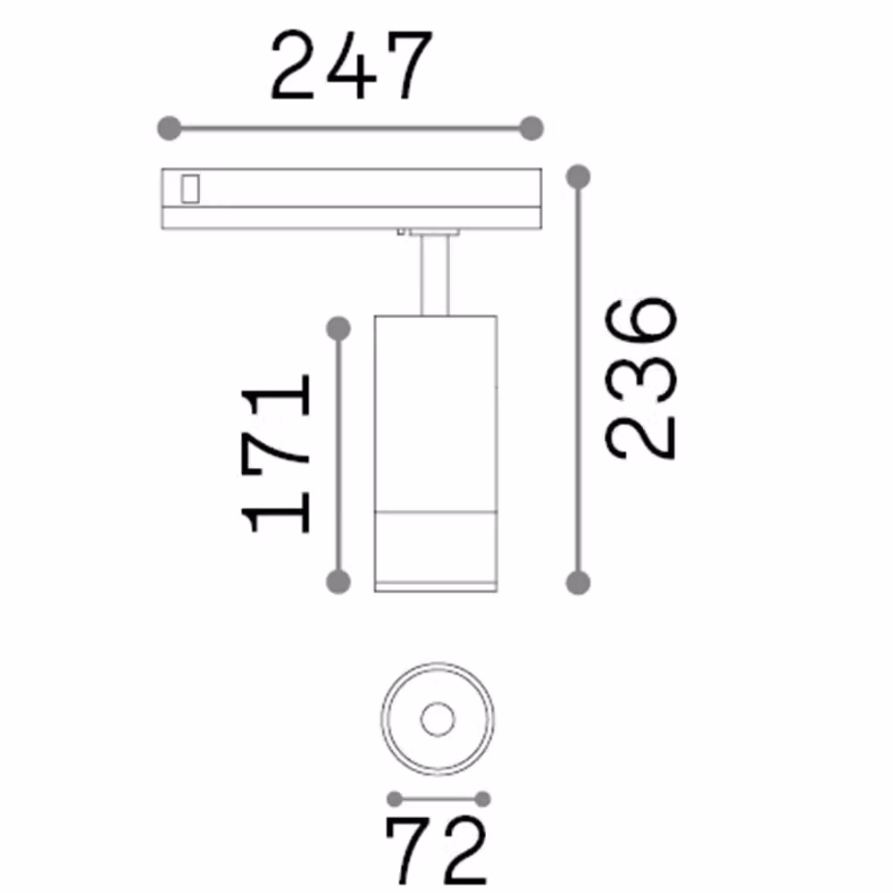 Proiettore a binario cilindrico Ideal Lux Eos in alluminio e plastica nero con LED da 25W, luce calda 3000K, regolabile e dimmabile – 2
