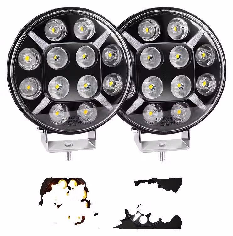 Lampada da lavoro a LED, 200W, 24000 lumen, 12V/24V, 2 luci lampeggianti da 7 pollici