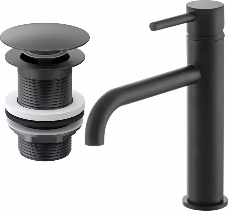 Granitan - Rubinetto per lavabo - Rubinetto da bagno - Modello alto - Cartuccia in Vetroceramica - Nero - KIVO