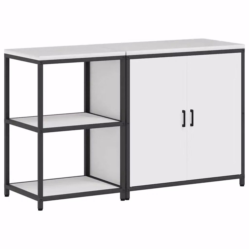 Set di stoccaggio per cucina e giardino vidaXL HATTEM in metallo bianco opaco con ante a battente – 2