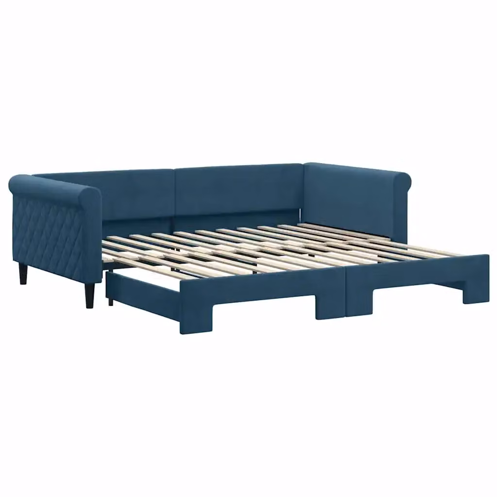 Divano Letto con Letto Estraibile vidaXL in Velluto Blu per Soggiorno e Camera da Letto L/P/H: 229 x 110 x 68 cm – 2