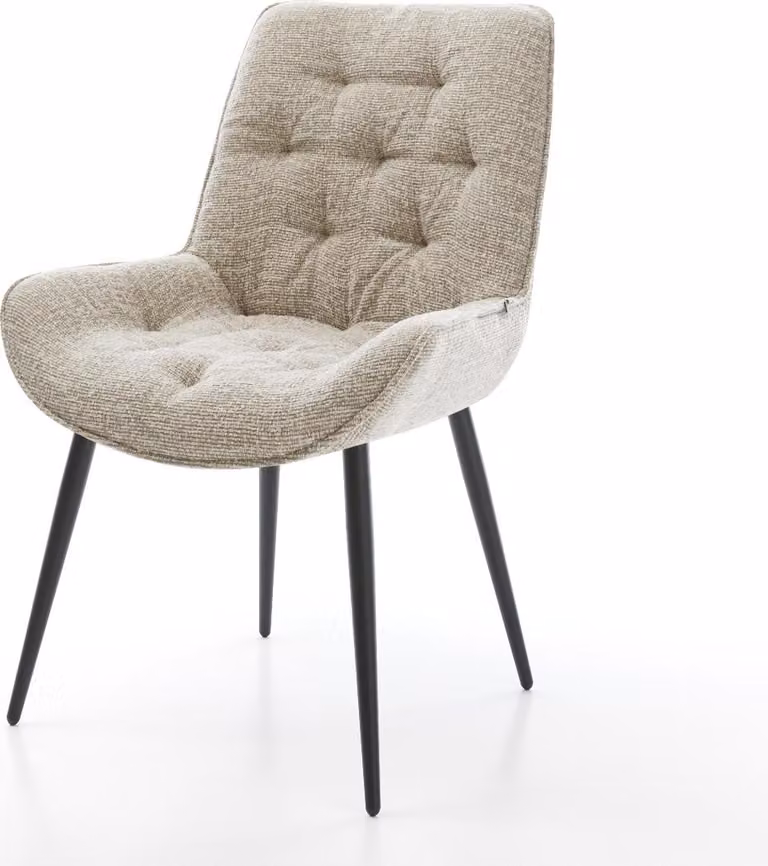 DELIFE sedia da pranzo Taimi-Flex tessuto morbido beige 4 piedi conici nero