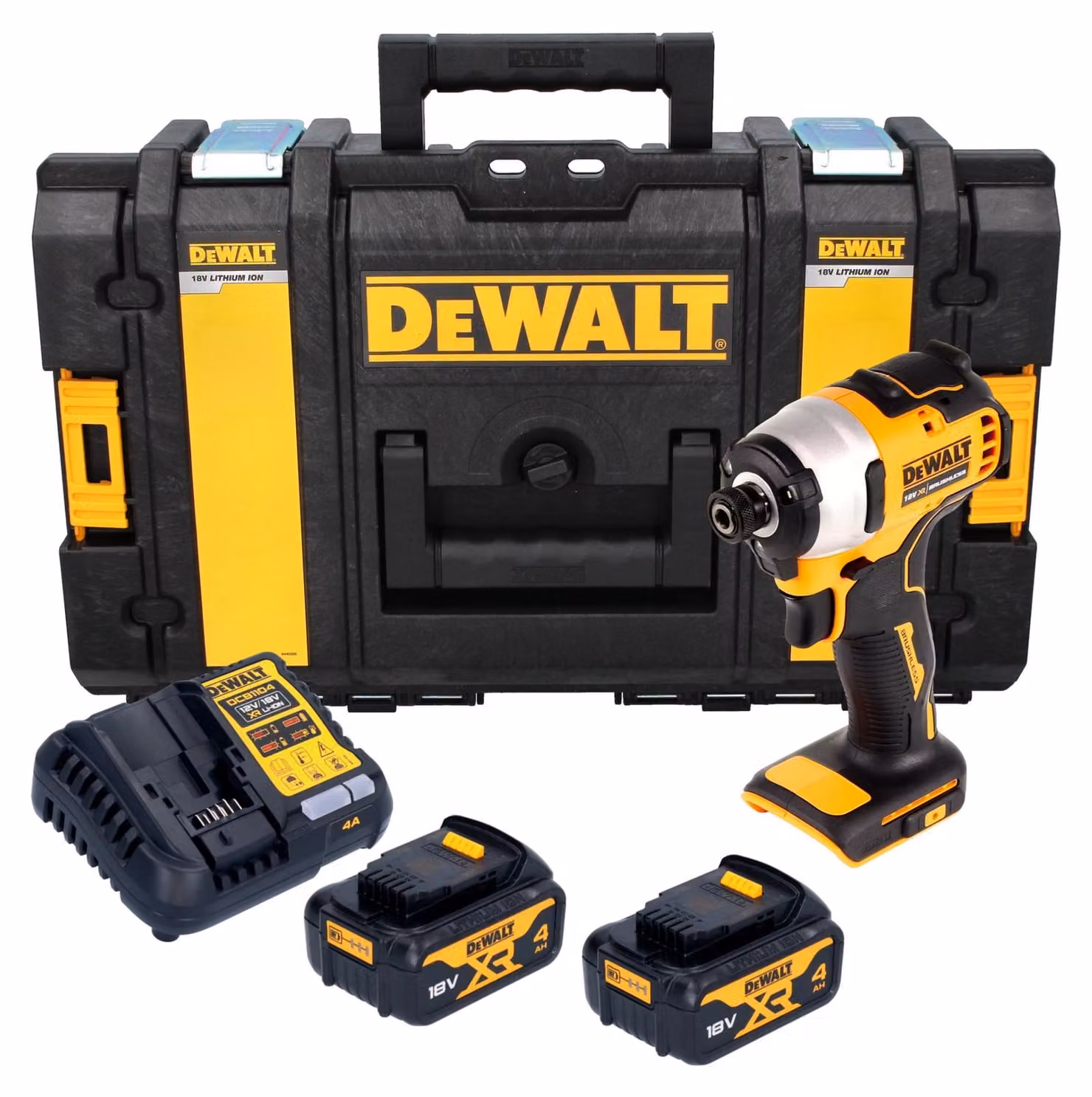 Avvitatore a impatto a batteria DeWalt DCF 809 M2 18 V 1/4" brushless + 2 batterie da 4,0 Ah + caricabatterie + valigetta Tough Box
