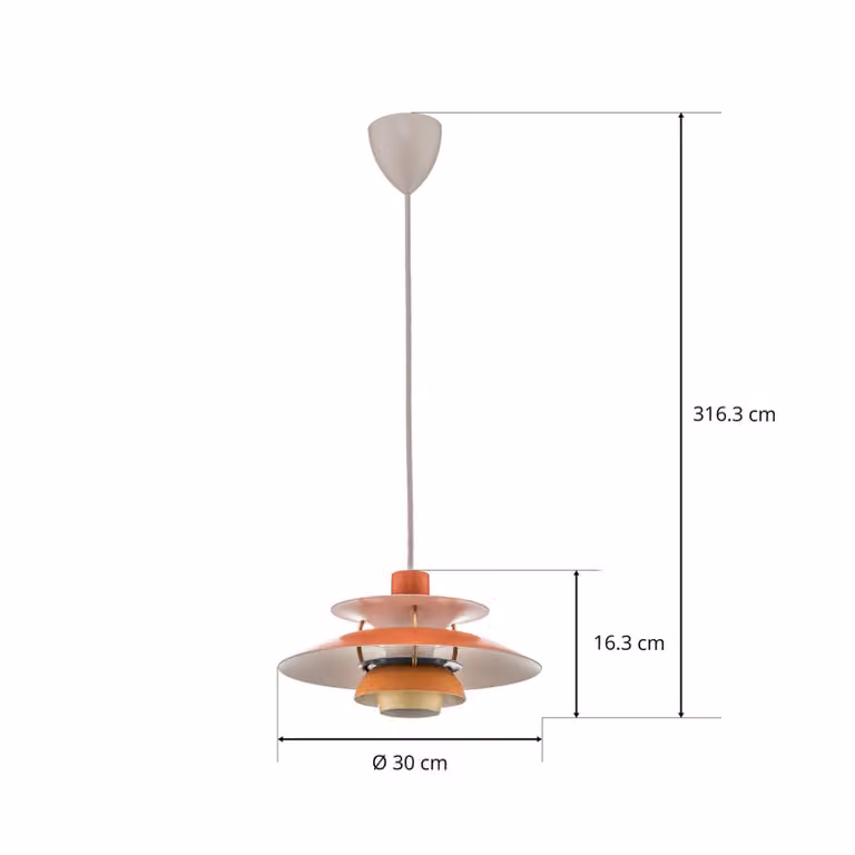 Louis Poulsen Lampada a sospensione PH 5 300, dimmerabile, Giallo / Arancione, Soggiorno / Sala da pranzo, Alluminio, Design, Lampada a sospensione