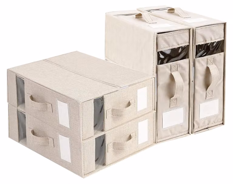 Set di 4 contenitori per biancheria da letto con cerniera e maniglie