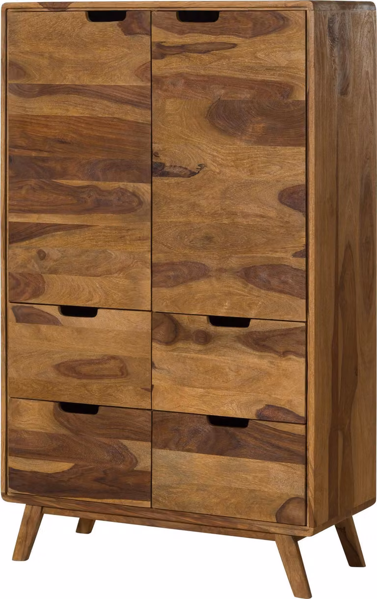 MASSIVMOEBEL24 | Credenza in legno di Sheesham 90x40x145 laccato-sabbiato naturale MALMÖ 2 #210