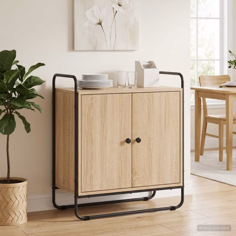 Credenza stile industrial vidaXL in legno ingegnerizzato e metallo, colore marrone, L: 68 cm, P: 35 cm, H: 75 cm