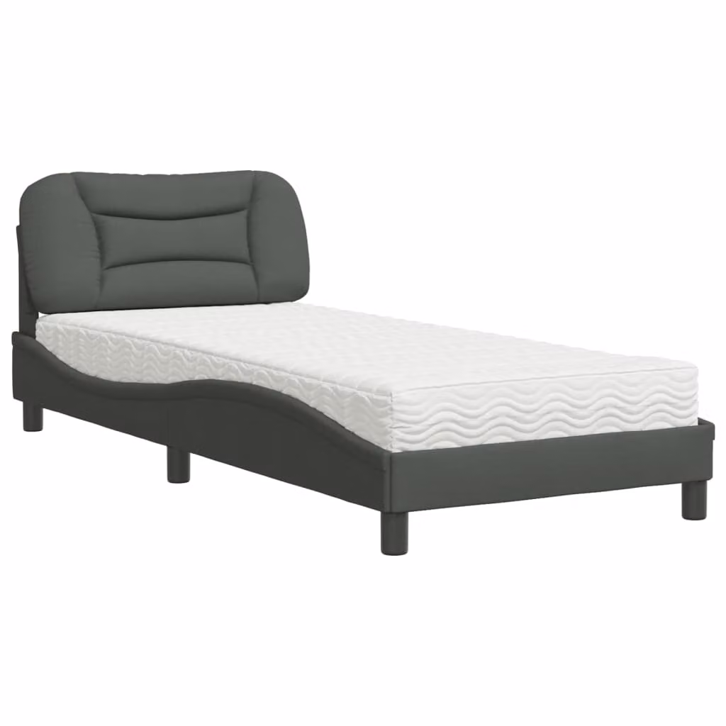 Letto con Materasso Hvar Grigio Scuro 80x200 cm in Tessuto