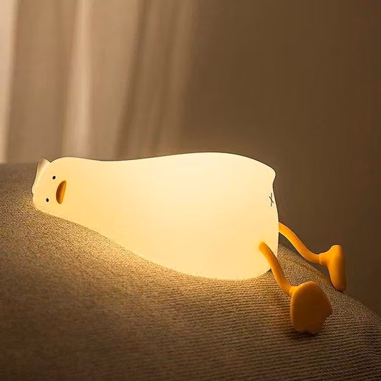 Lampada da notte in silicone con 3 livelli di luminosità, ricarica USB e funzione timer, ideale per i bambini, con custodia per cellulare