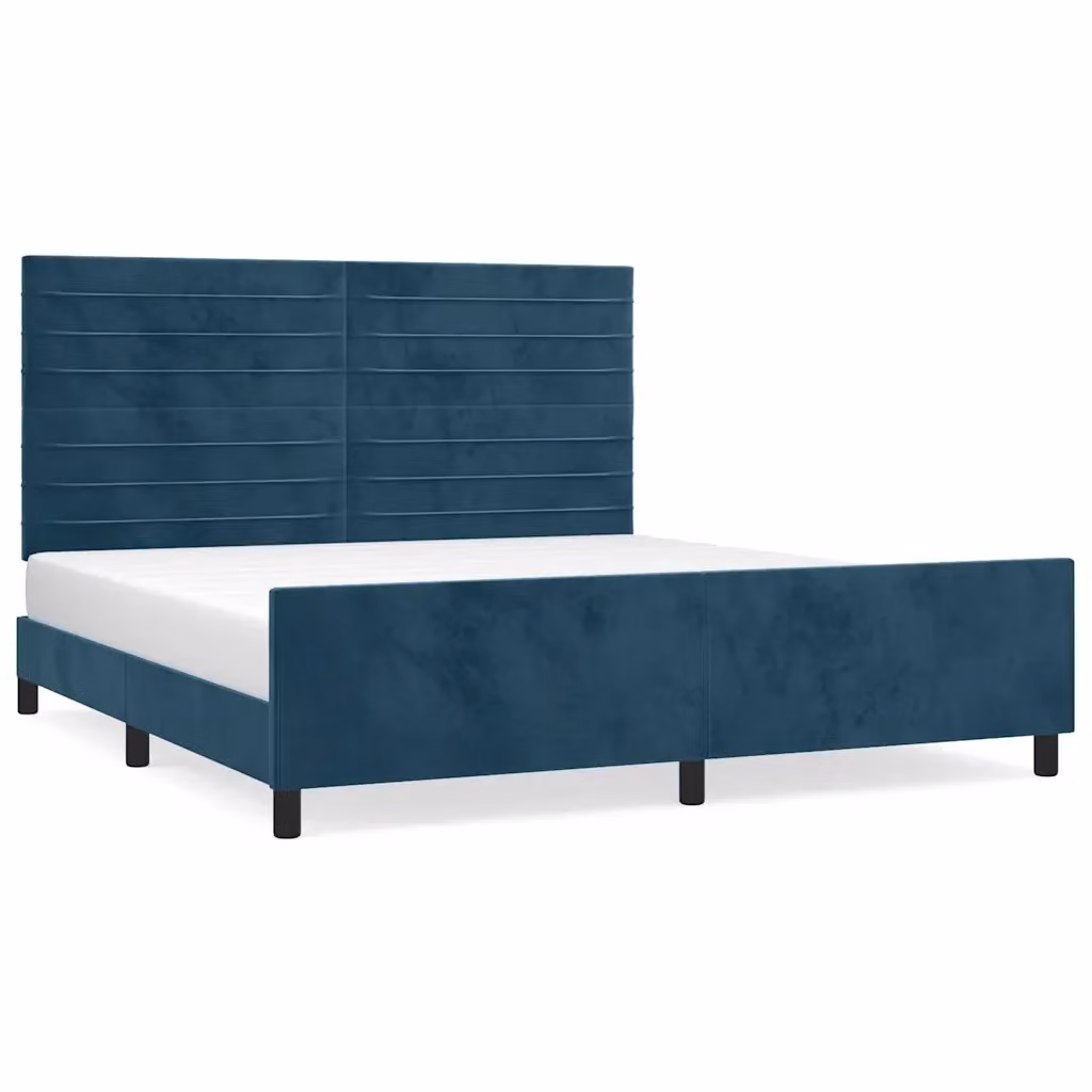 Letto con Giroletto e Testiera in Velluto Blu Scuro vidaXL L/P/H: 180 x 200 x 128 cm – 2