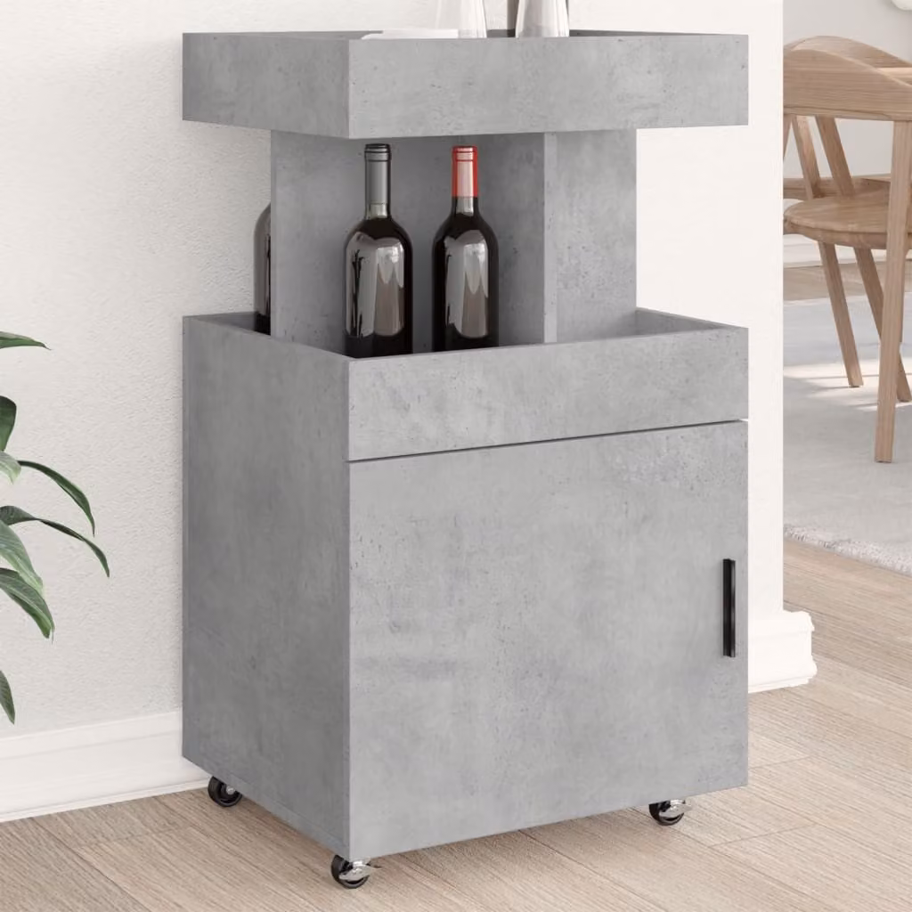 vidaXL Carrello Bar Moderno Grigio con Finitura Opaca in Legno Multistrato L: 50 cm, P: 41 cm, H: 89 cm