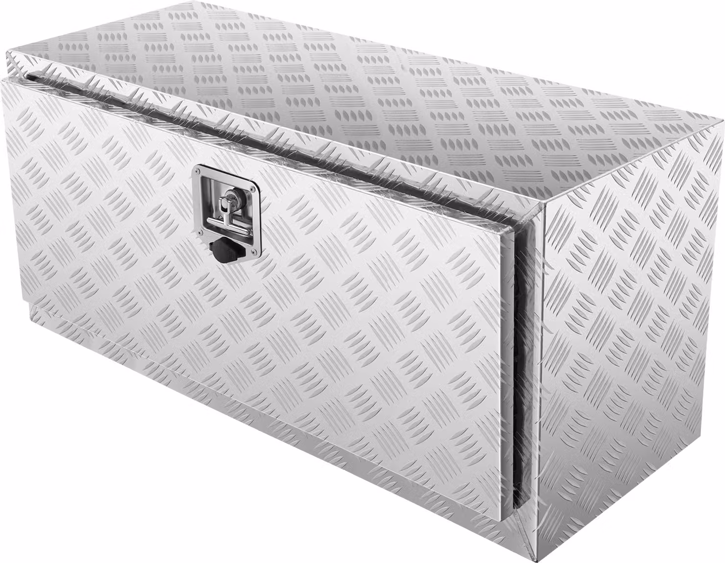 SucceBuy cassetta sottoscocca per camion, 91,4 x 43,2 x 45,7 cm, robusta cassetta in alluminio con piastra diamantata, cassetta porta attrezzi impermeabile con serratura, chiusura con maniglia a T per camion, furgoni, rimorchi