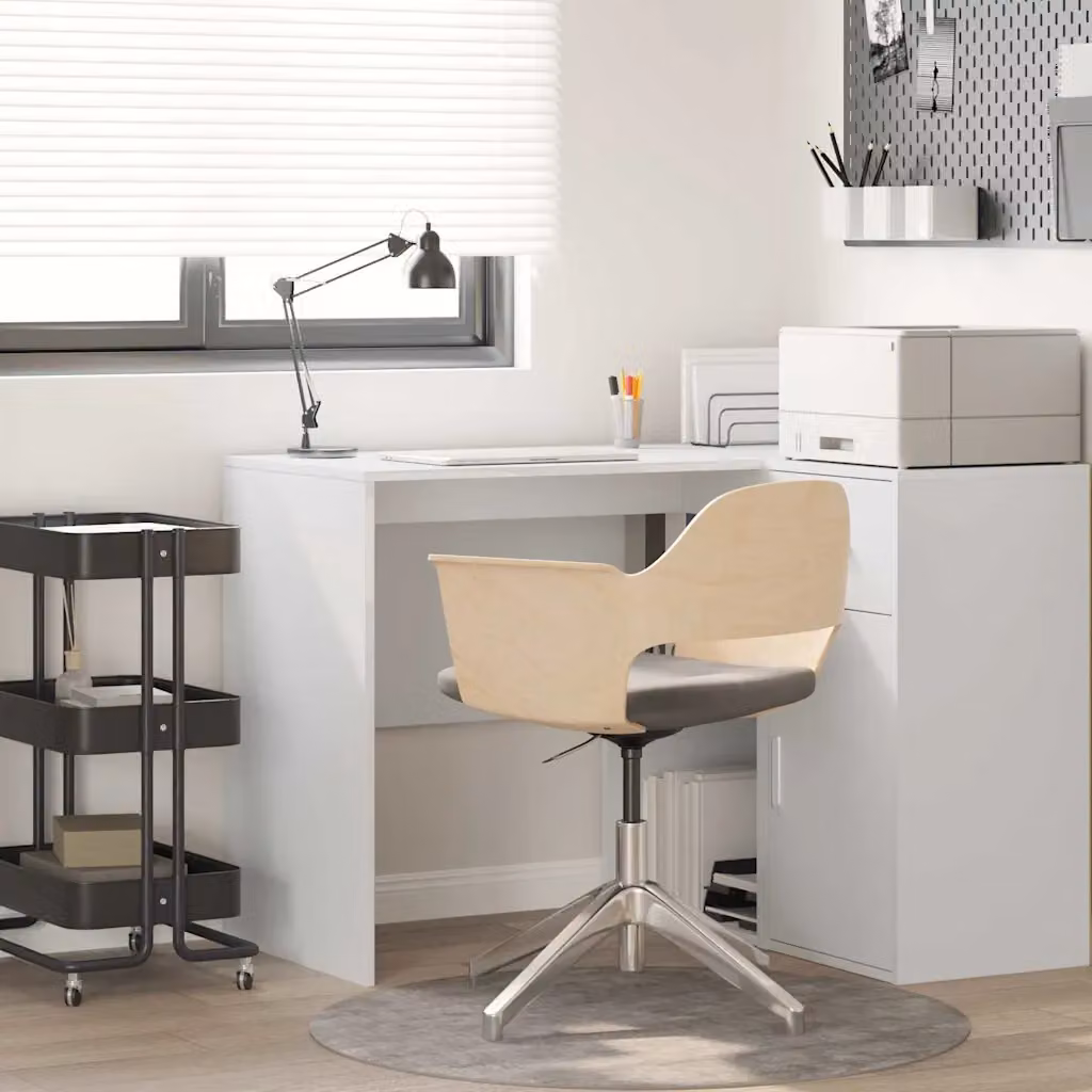 Scrivania moderna vidaXL in legno MDF bianco L: 102 cm, P: 50 cm, H: 75 cm