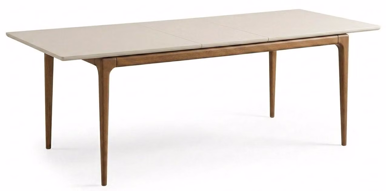 Tavolo da pranzo allungabile, design moderno, bianco, in legno e metallo, rettangolare