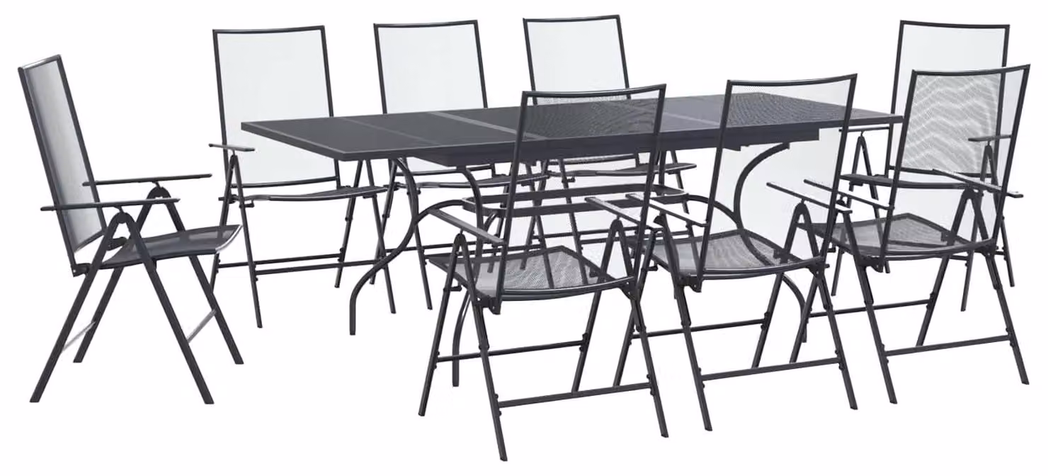 Set da Pranzo per Giardino 9 pcs Antracite 212 x 90 x 76 cm
