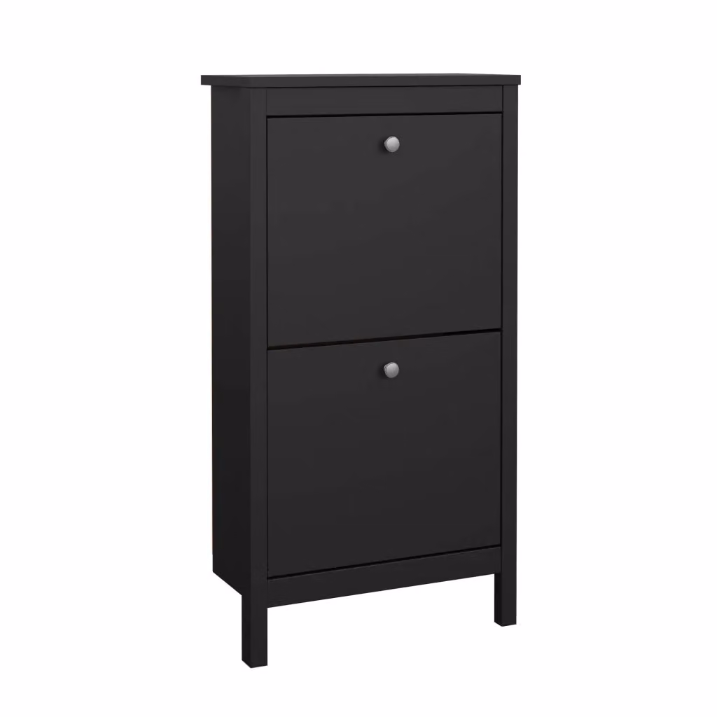Scarpiera DMORA Moderna Nero Opaco con Scomparti Basculanti L: 54 cm, P: 25 cm, H: 103 cm – 2